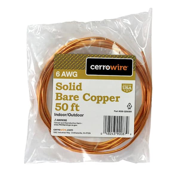 Grounding Wire 50 ft. 6-Gauge Solid SD Bare Copper Indoor Outdoor
