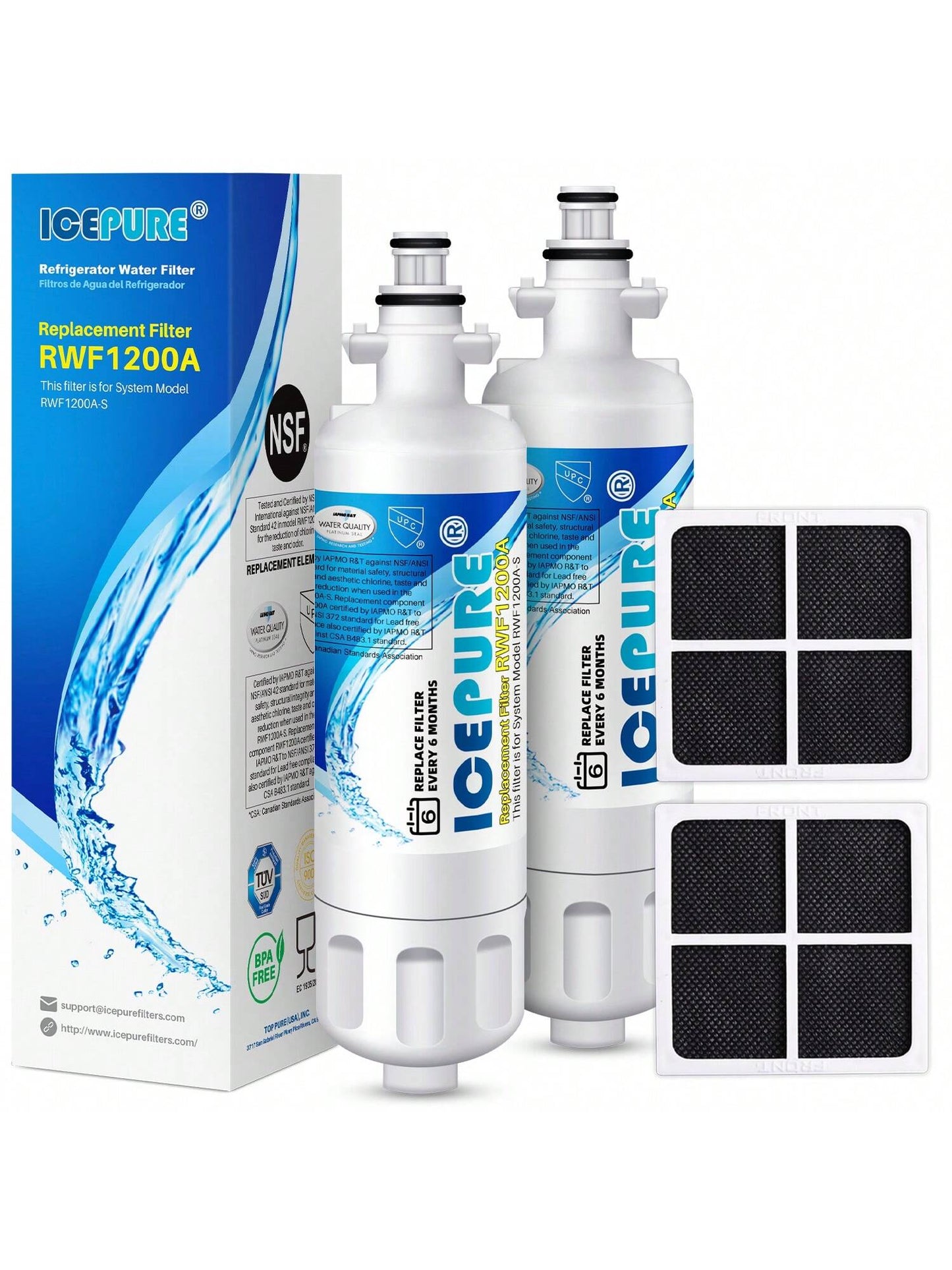 ICEPURE 46-9690 Replacement for LT700P ADQ36006101, Kenmore Elite 46 9690, LFXC24726S, 469690, ADQ36006102 LMXS27626S LFXS30766S Refrigerator Water Filter and LT120F Fresh Air Filter,2Combo