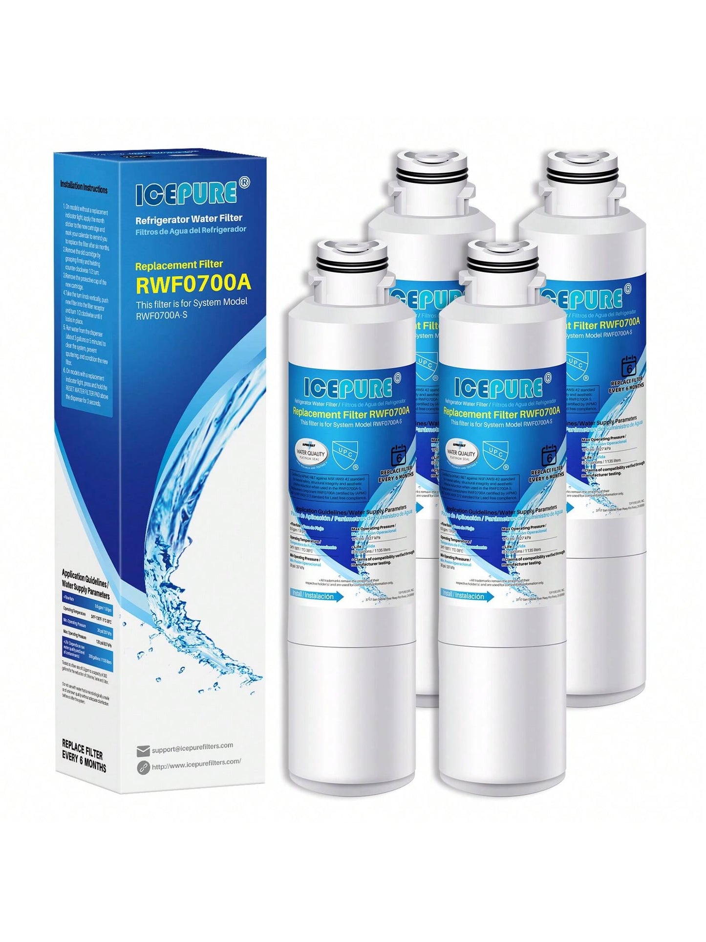 ICEPURE DA2900020B Refrigerator Water Filter Replacement For DA2900020A, HAF-CIN/EXP, HAFCIN, KENMORE 469101, RF23J9011SR, RF28HFEDBSR, RF4267HARS, RF28HMEDBSR, DA29-00020B-1, 4PACK