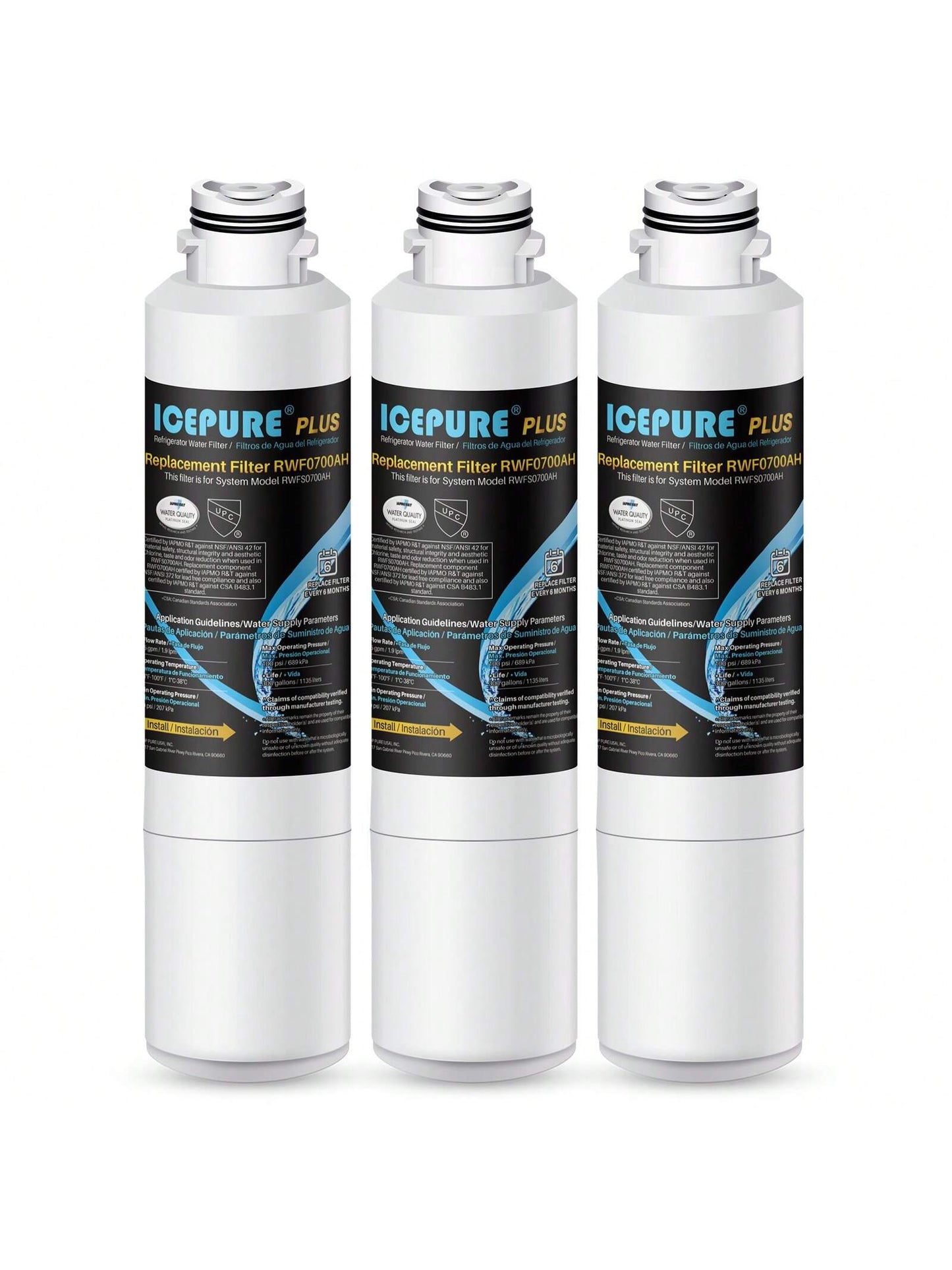 ICEPURE DA29-00020B NSF/ANSI 53 And NSF/ANSI 42 Refrigerator Water Filter, Replacement For DA29-00020A/B, DA29-00020B-1, HAF-CIN/EXP, RF263BEAESR, RF28HMEDBSR, RS25J500DSR, 3PACK