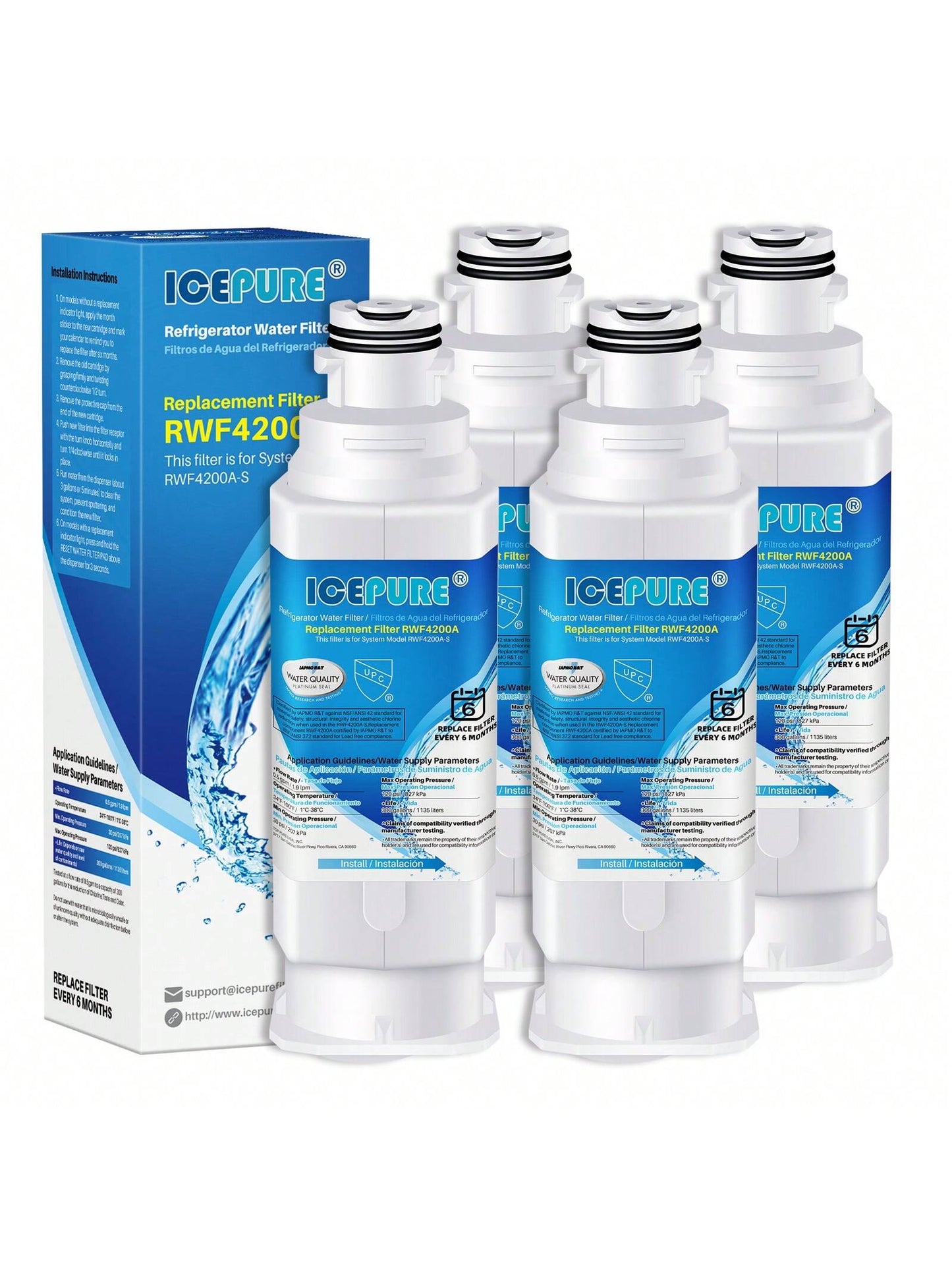 ICEPURE DA97-17376B Refrigerator Water Filter Replacement For DA97-08006C, HAF-QIN, HAF-QIN/EXP, RF23M8070SG, RF23M8070SR, RF23M8090SG, RF23M8090SR,RF23M8570SR, RF23M8590SG, BRF425200AP, 4PACK