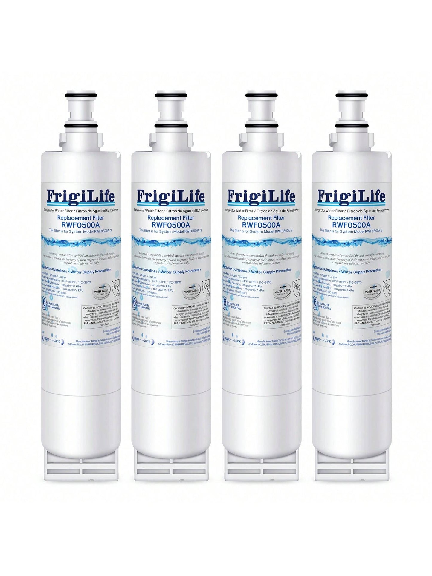 FrigiLife 4396508 Replacement For 4396510, EDR5RXD1, NLC240V, PNL240V, 4396508p, 4396547, 4392857, 9010, LC400V, WF-NLC240V, 46-9010, Everydrop Filter 5 Refrigerator Water Filter, 4 PACK