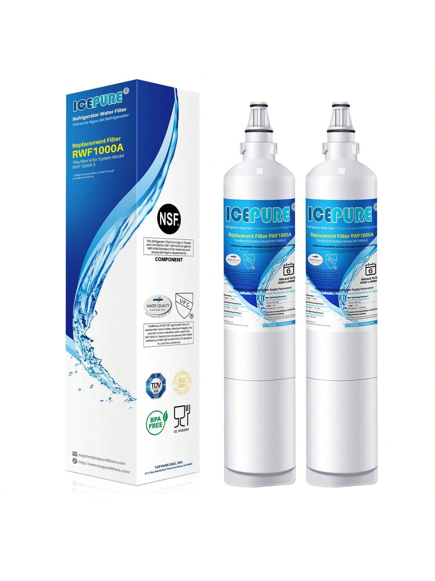 ICEPURE 5231JA2006A Replacement For LT600P, KENMORE 9990, 5231JA2006B, KENMORECLEAR 46-9990, 5231JA2006A-S, WFC2001, LSC27931ST, LFX25960ST, FML-2,RWF1000A Refrigerator Water Filter 2PACK
