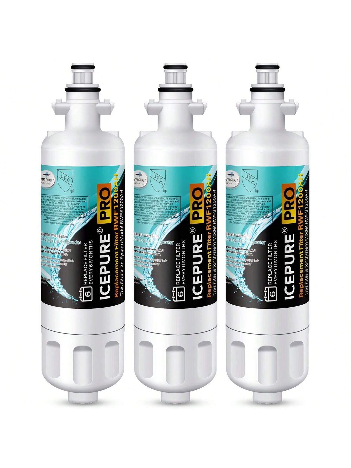 ICEPURE PRO ADQ36006101 NSF/ANSI 401 Certified Replacement For LT700P Kenmore Elite 46-9690 ADQ36006102 HDX FML-3 LT700PC LFX28968ST LFXS29626S RWF1052 RWF1200A Refrigerator Water Filter 3PACK