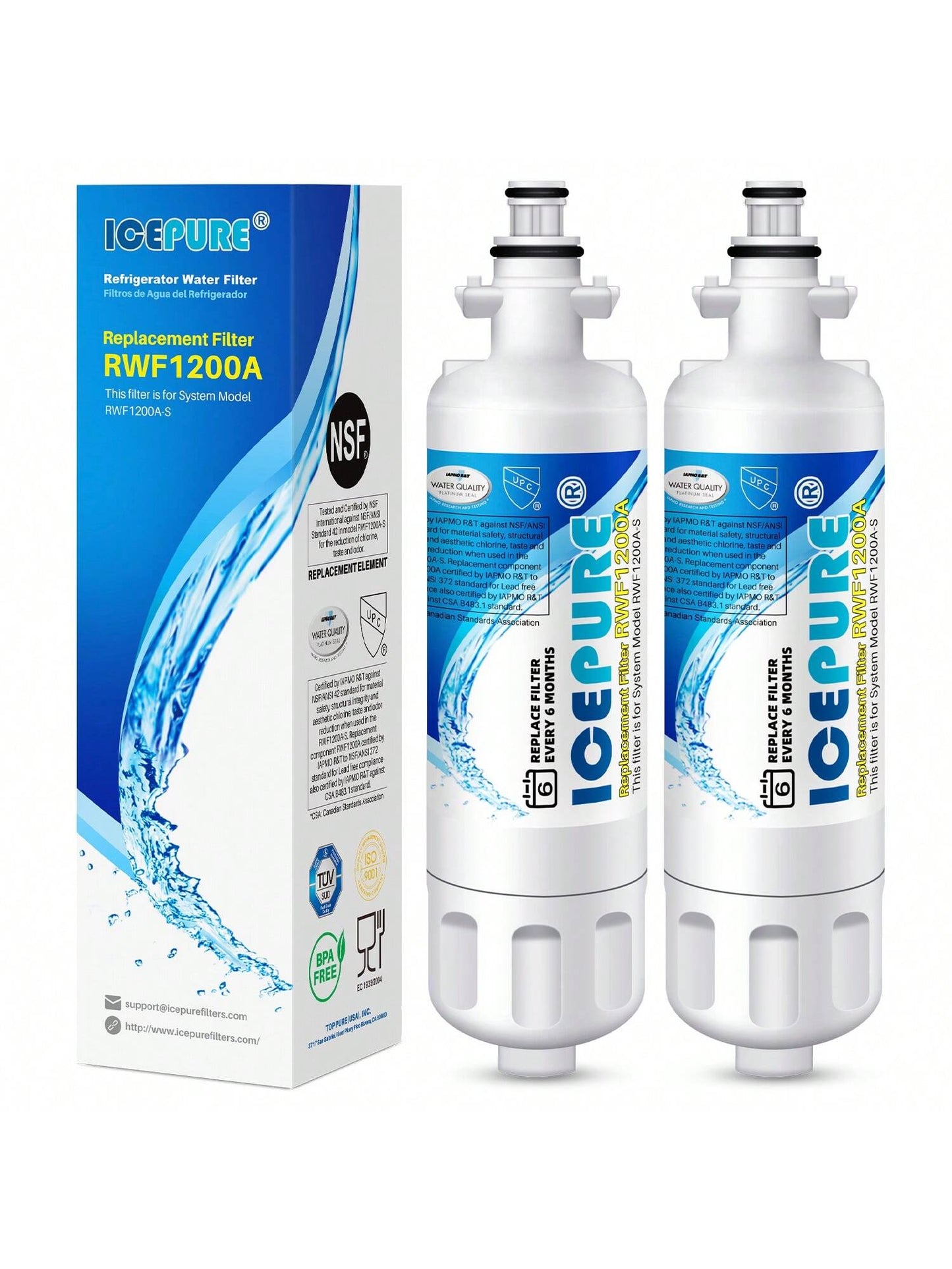 ICEPURE Refrigerator Water Filter, Compatible With LT700P, Kenmore 9690, ADQ36006101, ADQ36006102, 46-9690, LFXC24726S, LFXS24623S, LFXS30766S, RFC1200A, Pack Of 2