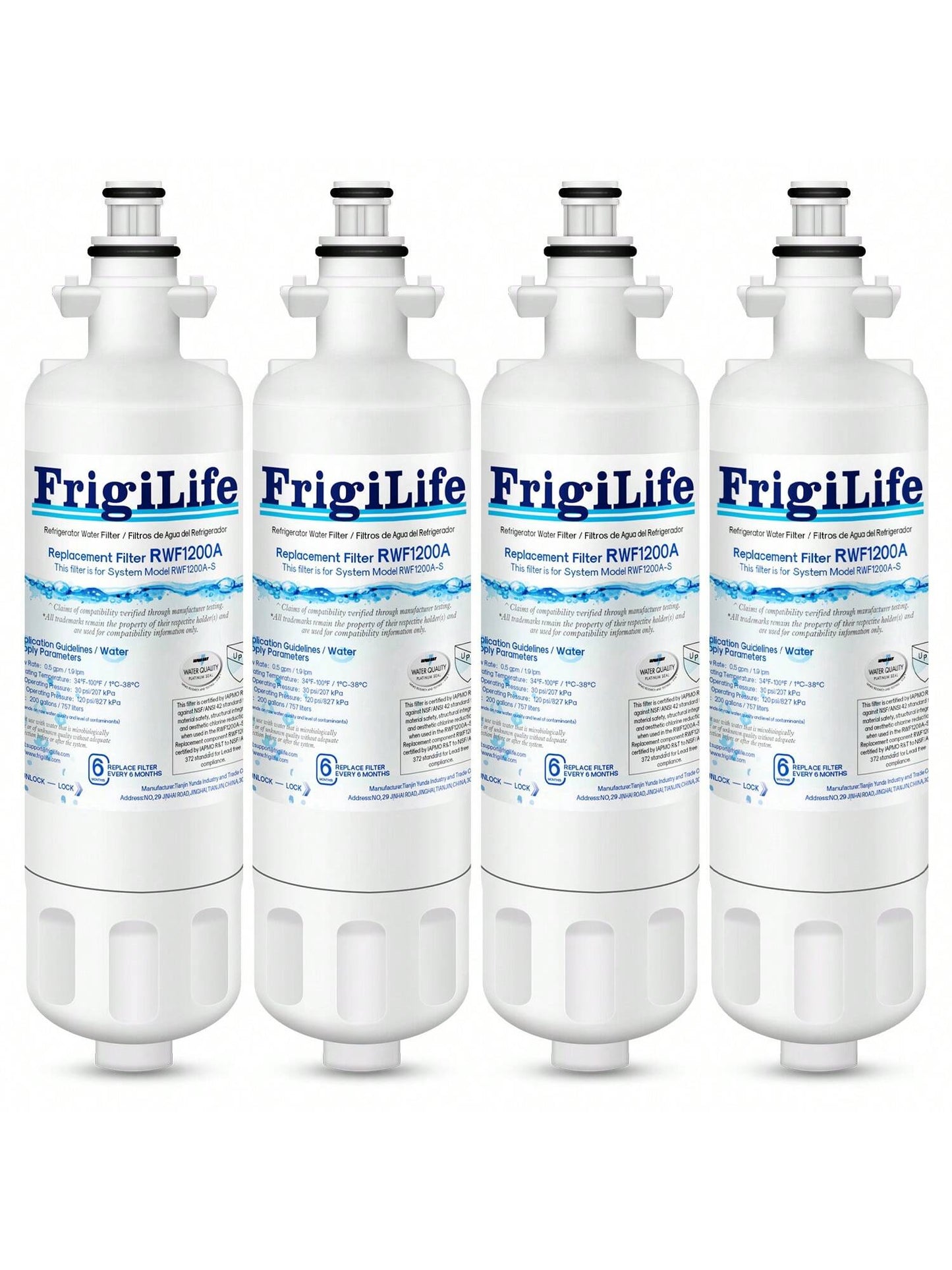 FrigiLife 9690 & ADQ36006101 Replacement For LT700P Kenmore Elite 46-9690, ADQ36006102, HDX FML-3 RFC 1200A LT700PC LFX28968ST LFXS29626S RWF1052 RWF1200A LFXS30766S Refrigerator Water Filter,4PACK