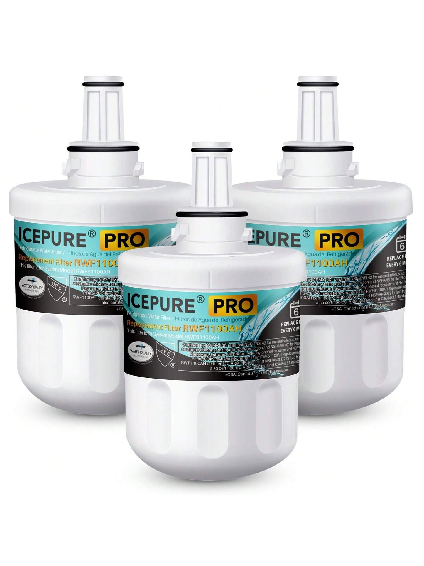 ICEPURE DA29-00003G Remove PFOA&PFOS, NSF/ANSI 401&473&53&42&NSF/ANSI/CAN 372 Water Filter, Replacement For DA29-00003A, Aqua-Pure Plus DA29-00003B, HAFCU1, RF267AERS, HDX-FMS-1, 3Pack
