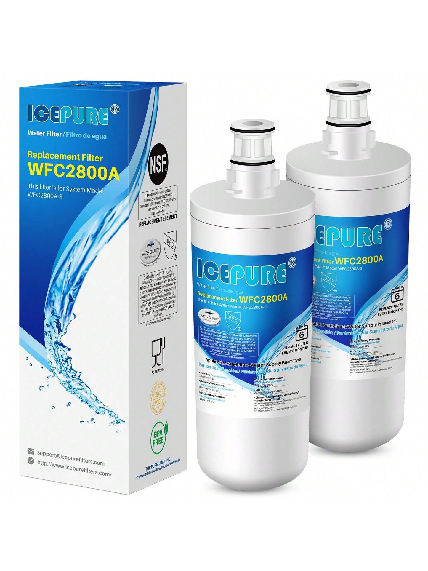 ICEPURE 3US-AF01 Under Sink Water Filter, Compatible With Standard Filtrete 3US-AF01, 3US-AS01, WHCF-SRC, WHCF-SUFC, WHCF-SUF, Pack Of 2