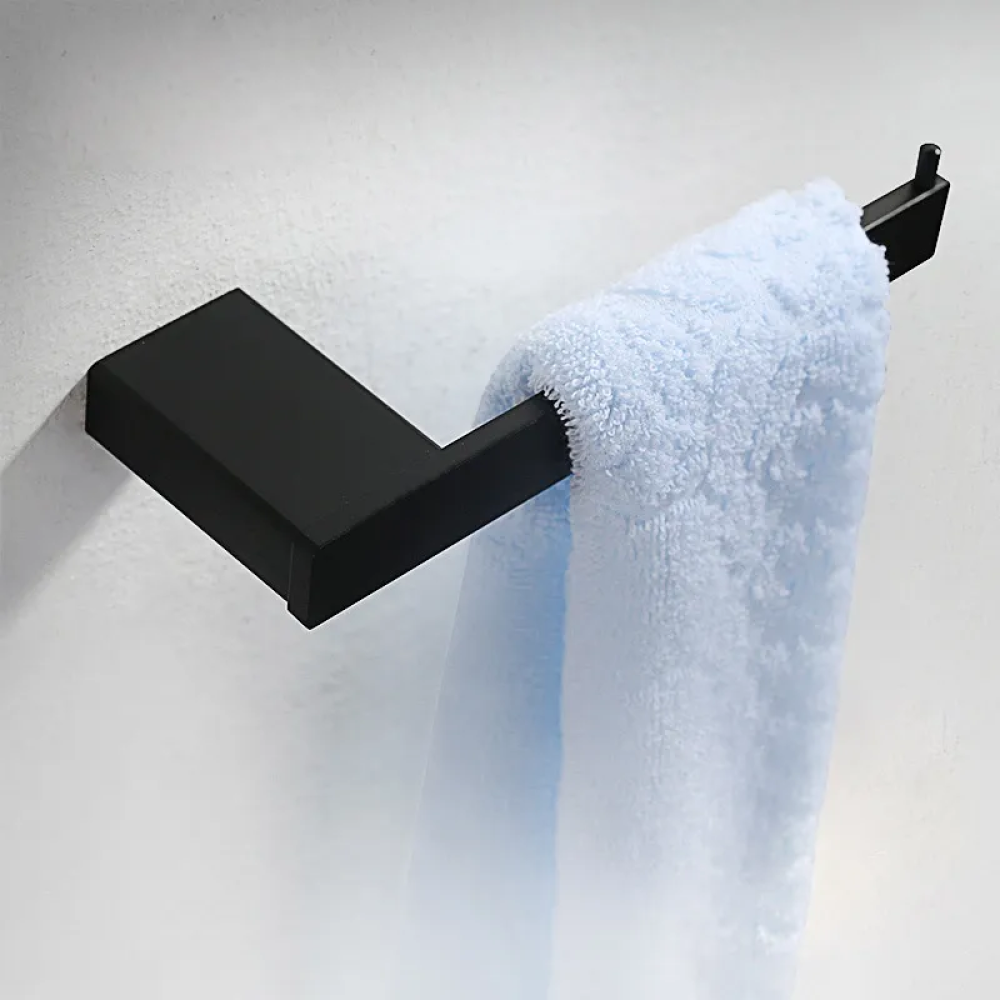 Modern Stainless Steel Towel Ring in Matte Black - Wall Mounted
