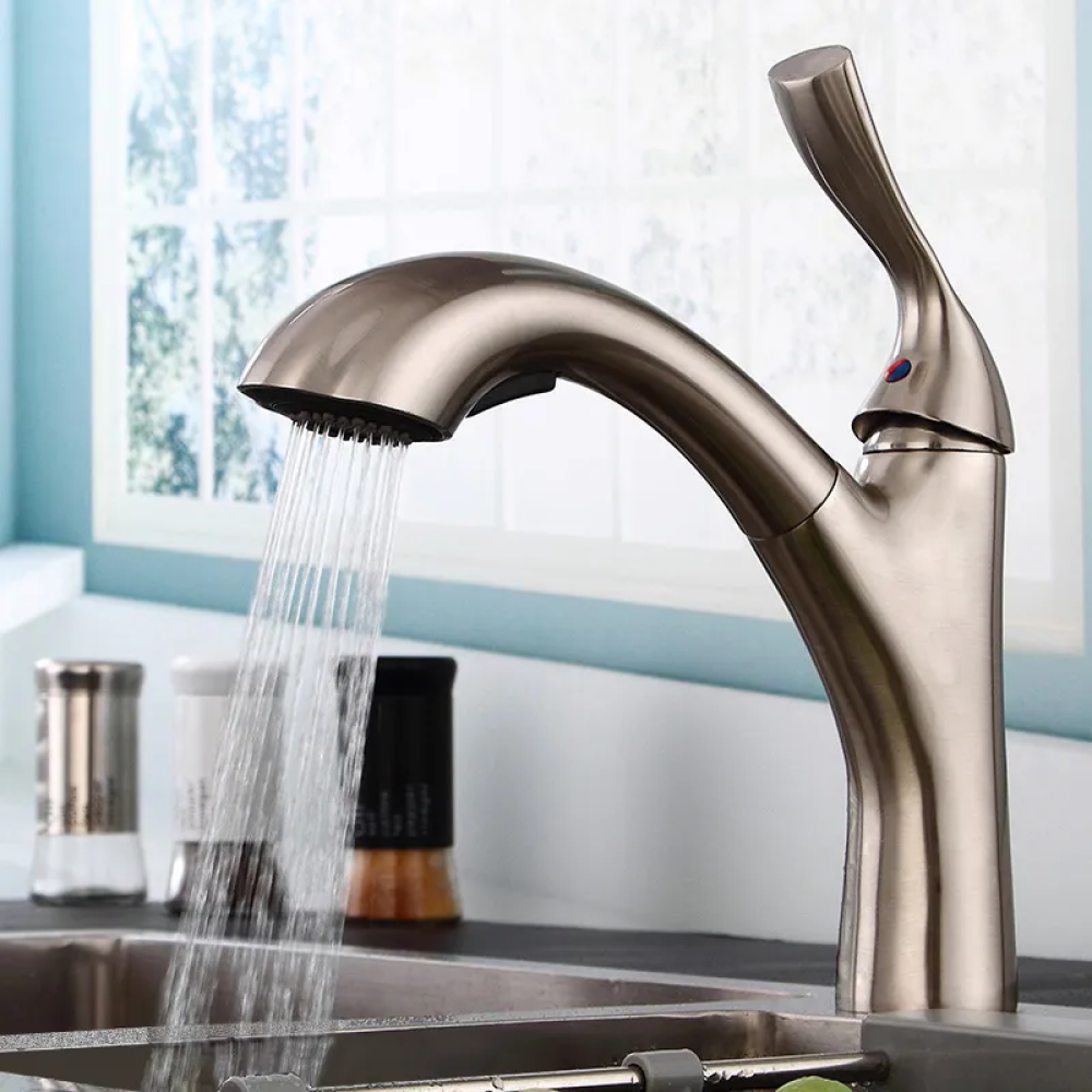 Modern High-Arc Pullout Kitchen Faucet with Dual Function Spray