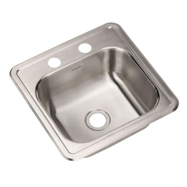 2-Hole Drop-in Bar Sink 18 Gauge Stainless Steel 15 in.