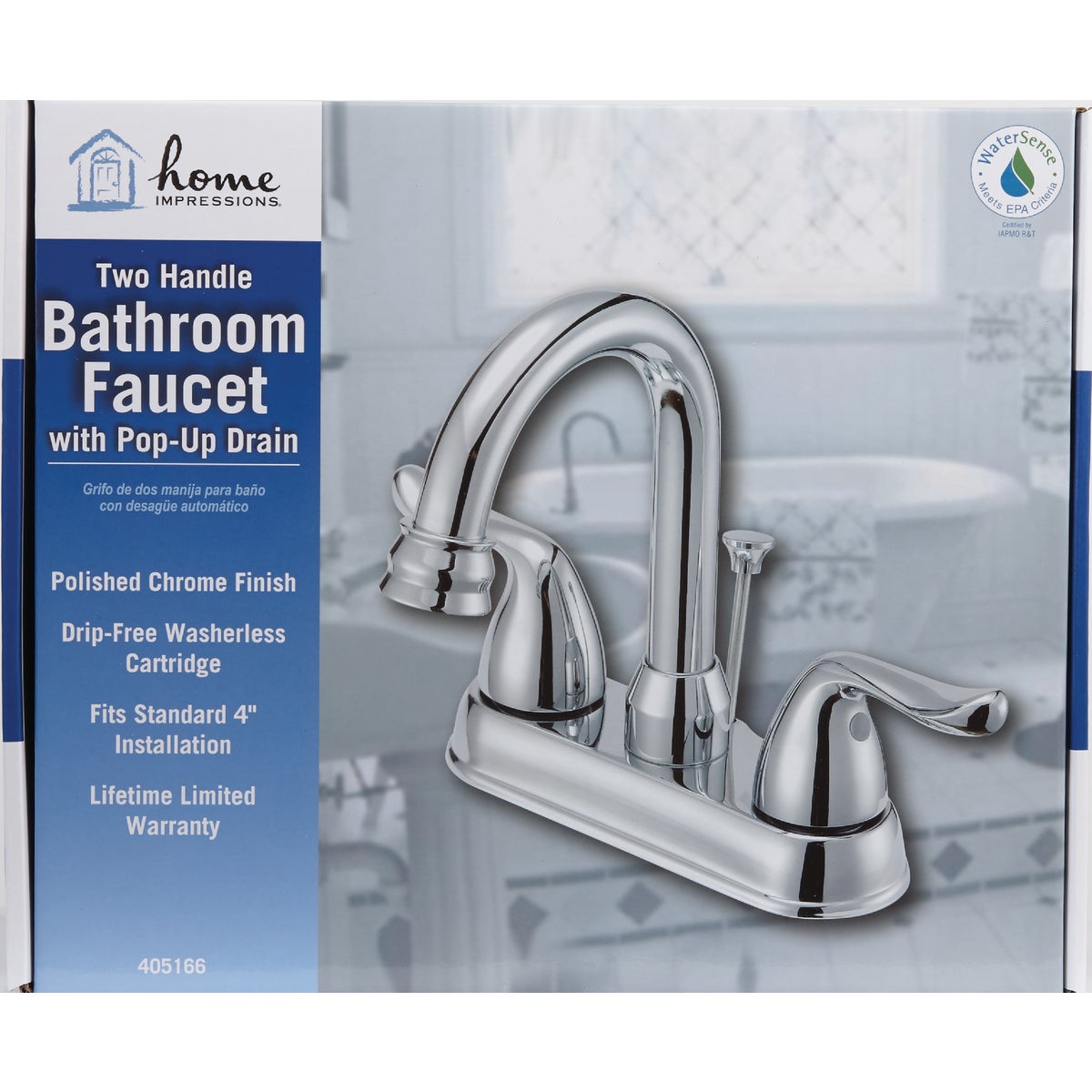 Home Impressions Chrome 2-Handle Lever 4 In. Centerset Bathroom Faucet with Pop-Up