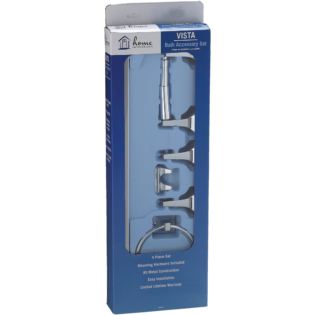 Home Impressions Vista 4-Piece Bath Hardware Set, Chrome