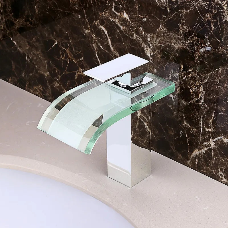 Modern Crystal Glass Waterfall Bathroom Faucet