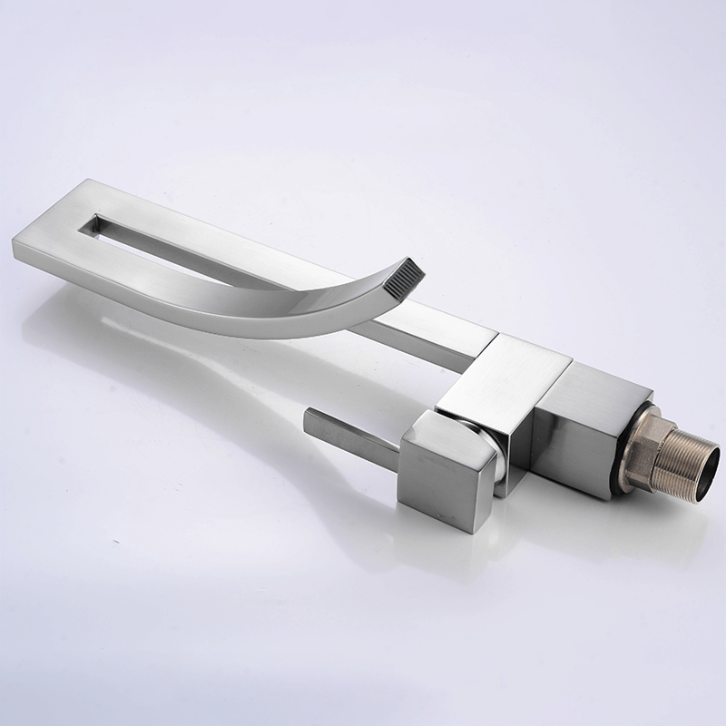 Brass Square Deck-mounted Hot and Cold Mixer Bathroom Faucet