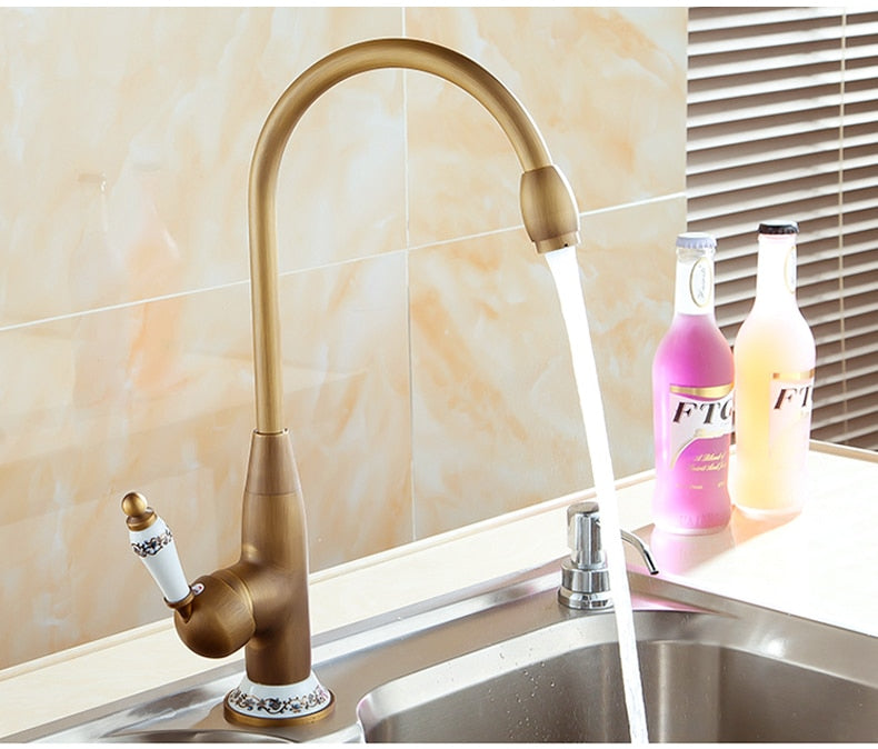 Kitchen Faucets Antique Bronze Faucet for Kitchen Mixer Tap With Ceramic Crane Cold And Hot Kitchen Sink Tap Water Mixers