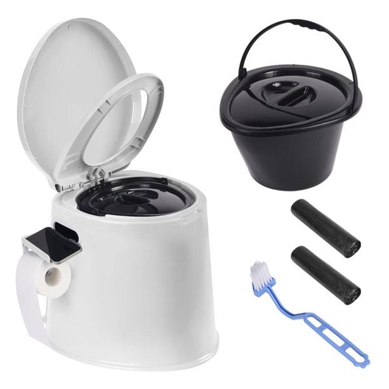AEDILYS Portable Travel Camping Toilet, 5.3 Gallon, White