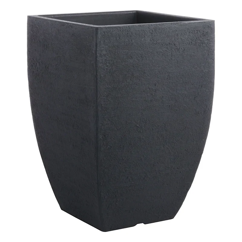 Catcci All-Weather Lead Black Modern Square Outdoor Planter, Medium