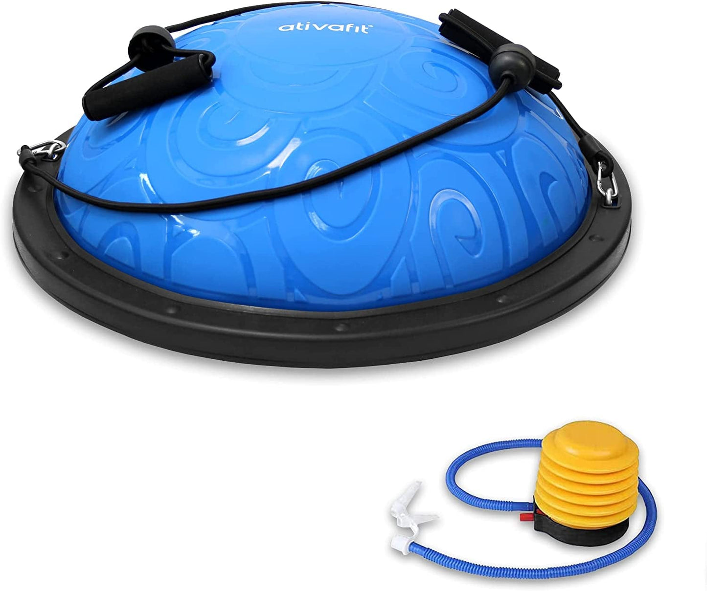 ATIVAFIT Balance Ball Half Exercise Ball Balance Trainer Inflatable Yoga Ball for Home Gym Workouts Core Strength Fitness Half Ball with Resistance Bands, Pump, Support to 660 Lbs