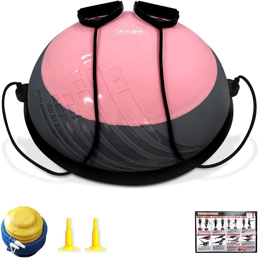 Balance Ball Balance Trainer 660Lbs Weight Capacity, IFAST 23" Half Ball with Resistant Band, anti Burst Design, Anti-Slip Surface for Home Gym Core Ab Training Yoga Fitness Stability Workout with Foot Pump