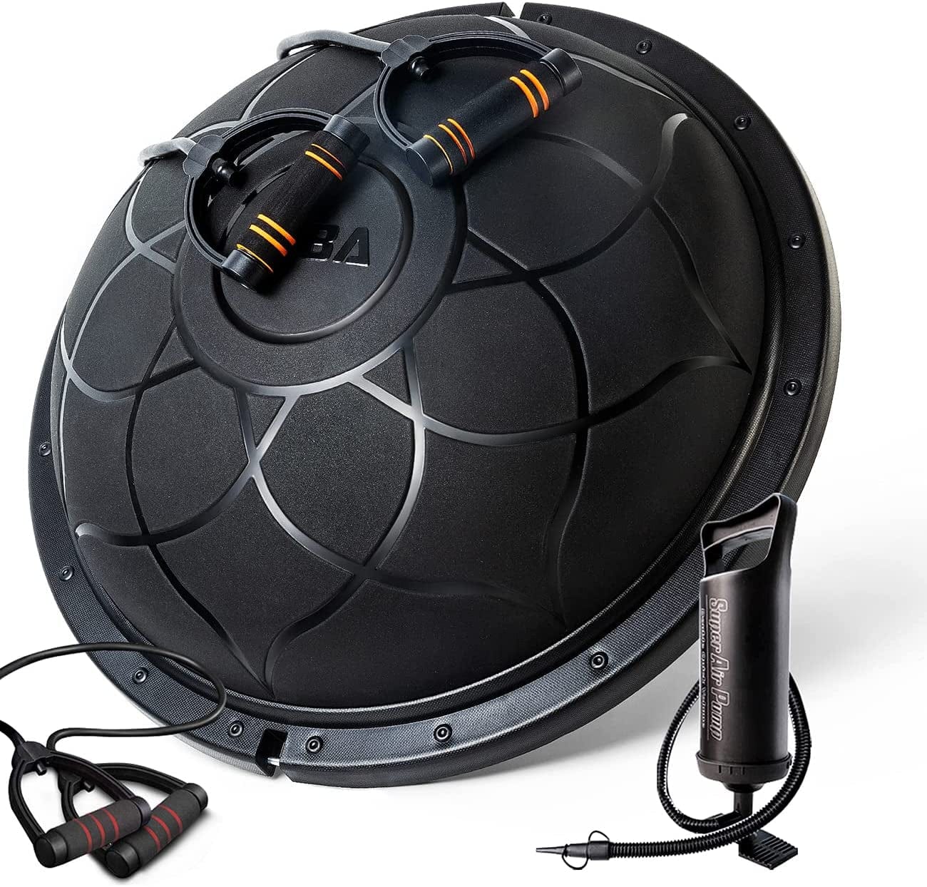 Balance Ball - Balance Trainer Exercise Ball Half Yoga Ball with a Hand Pump and Two Pairs Resistance Bands, Stability Workout Balls Home Fitness Equipment for Strength Exercise & Gym