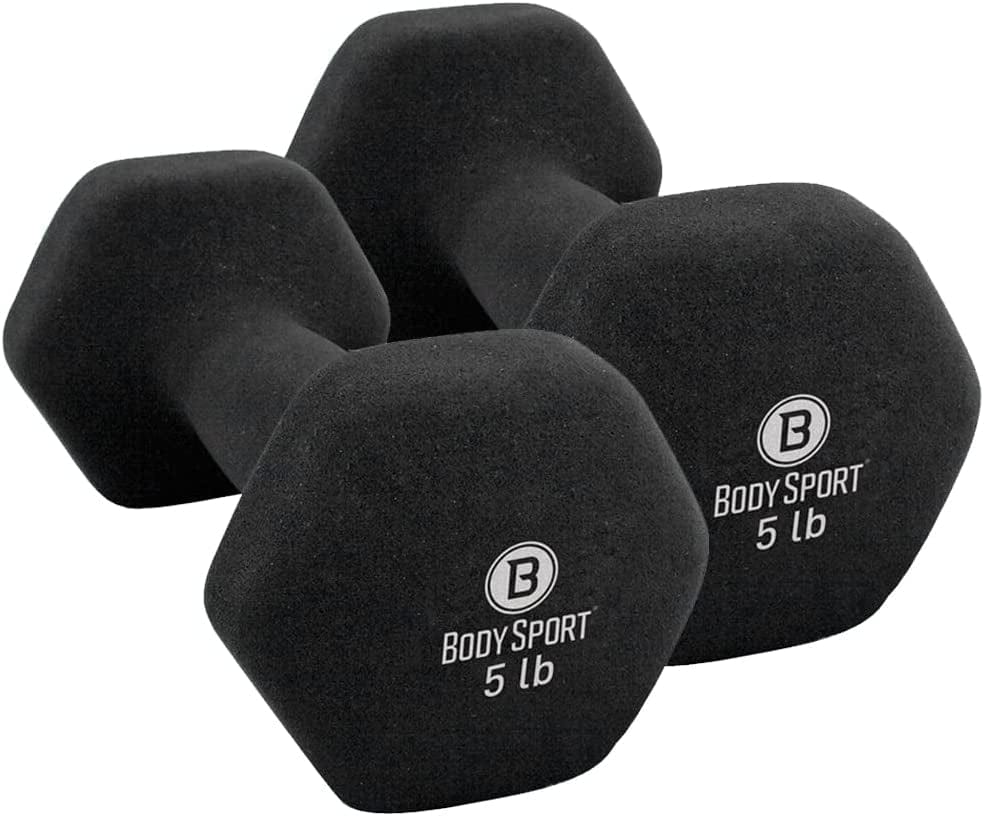 Body Sport Neoprene Dumbbell – Dumbbells for Exercises – Strength Training Equipment – Neoprene Dumbbells – Home Gym Accessories – Weight Training – Pair