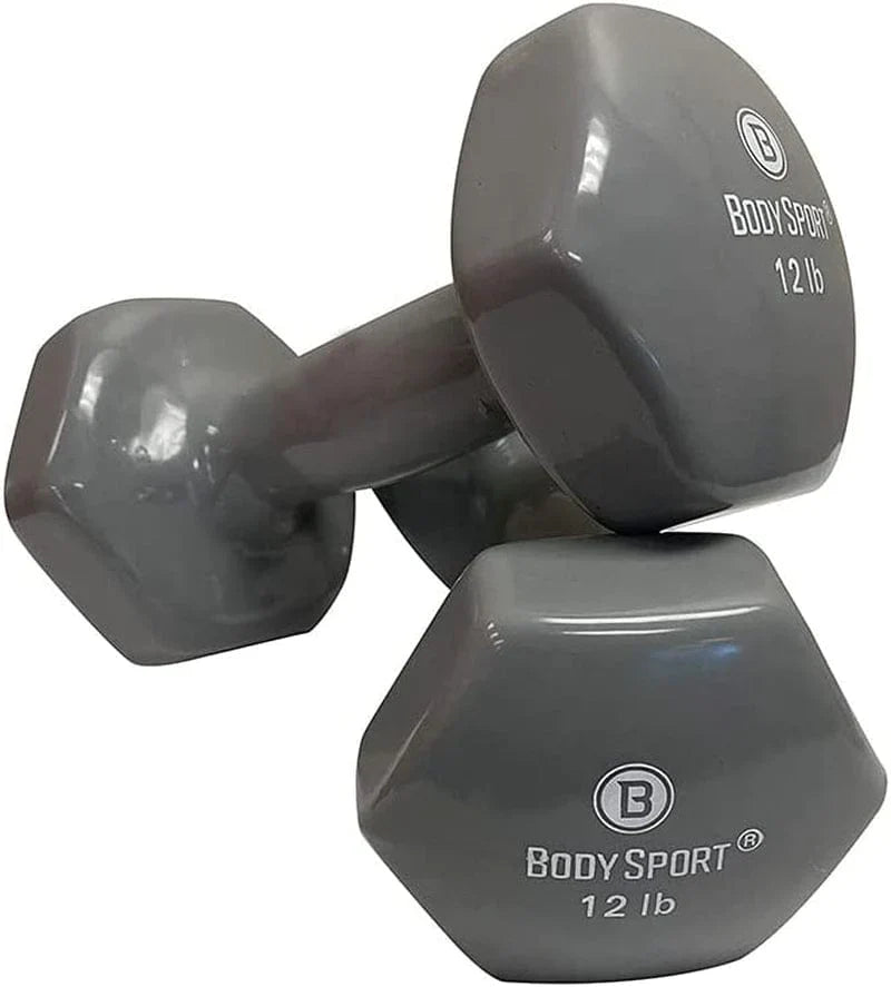 Body Sport Vinyl Dumbbell Hand Weight – Dumbbells for Exercises – Strength Training Equipment – Neoprene Dumbbells – Home Gym Accessories – Weight Training – Pair