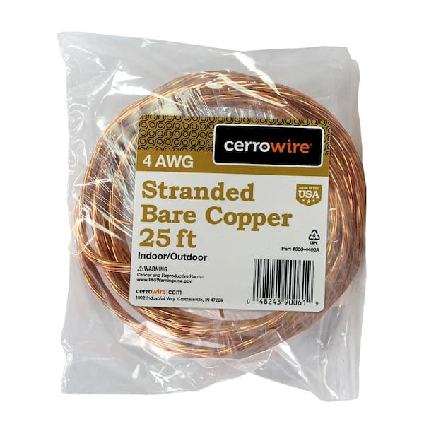 25 ft. Bare Copper Grounding Wire 4-Gauge Stranded