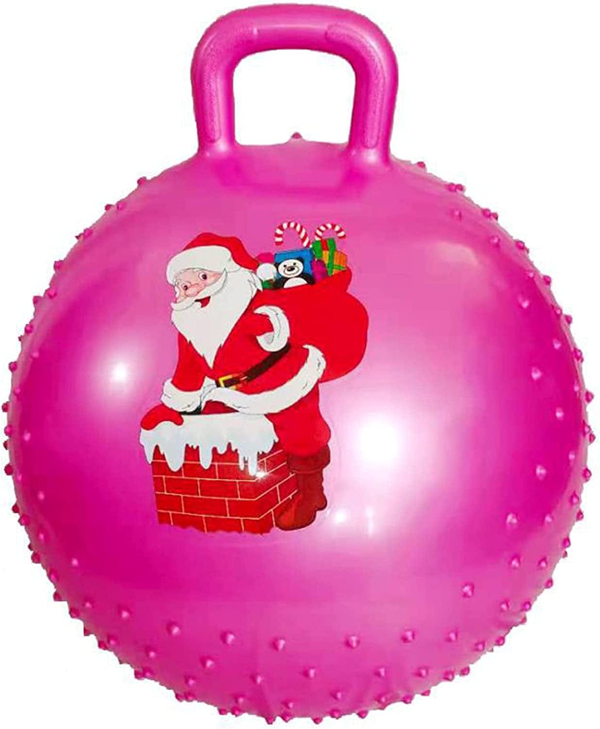 Christmas Theme Yoga Ball Lightweight -Slip PVC Handle Hopper Ball for Exercise