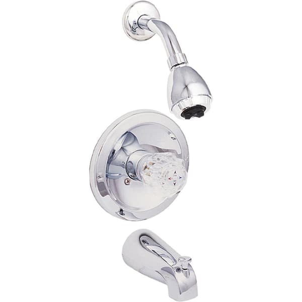 Bathtub Shower Faucet Set Single-Handle 1-Spray Chrome Wall Mount With Valve
