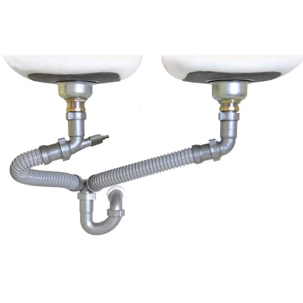 Kitchen Sink Drain Kit For Double Bowl 1-1/2 in. All-in-One PVC Adjustable