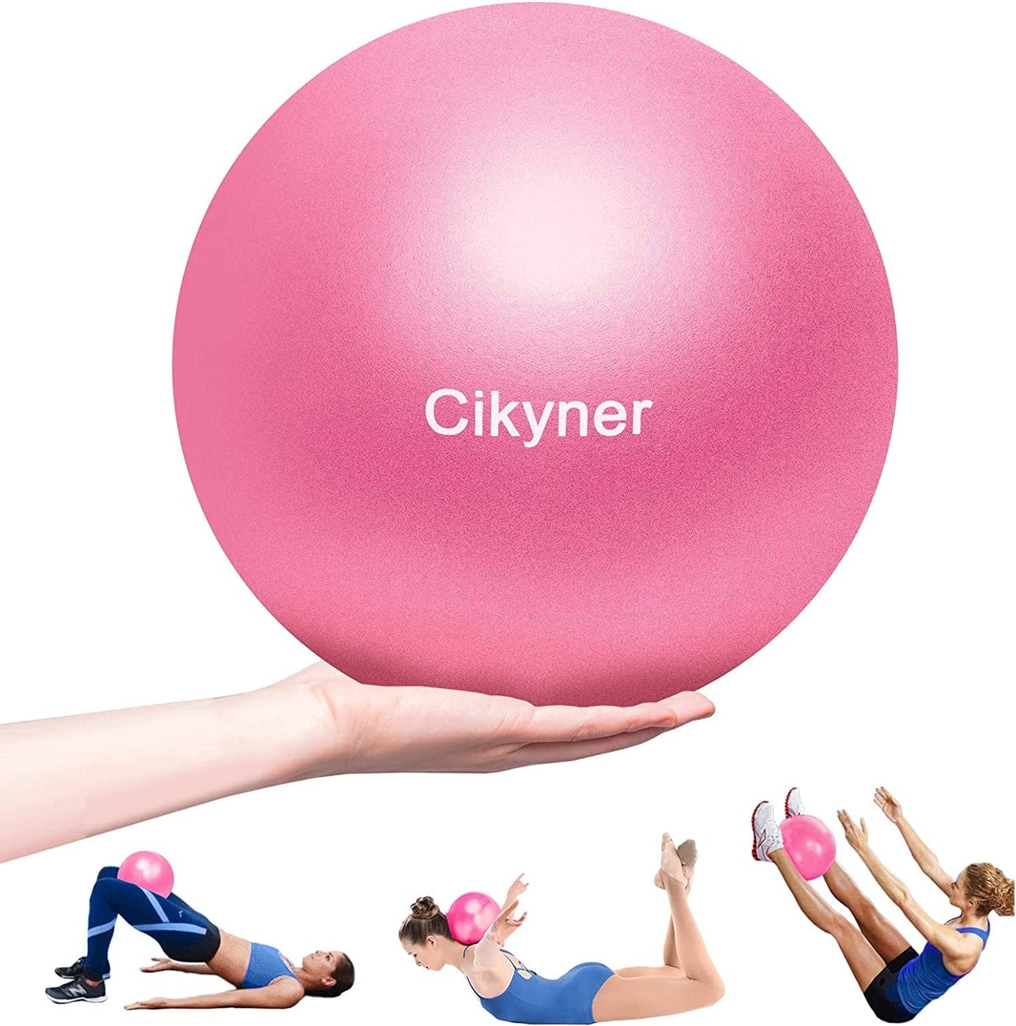 Cikyner Soft Pilates Ball, Small Exercise Ball 23-25Cm Mini Gym Ball with Inflatable Straw, Suitable for Pilates, Yoga, Full Body Training, Physical Therapy and Balance Improving at Home, Gym & Office