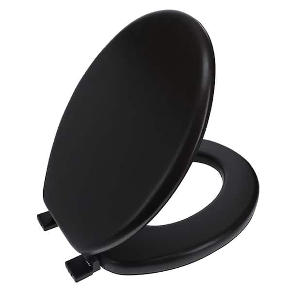 Black Heavy-Duty Elongated Soft Cushion Closed Front Toilet Seat