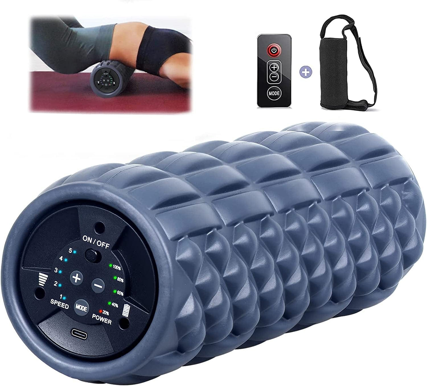 ELITYKO Vibrating Foam Roller 5 Speed for Back Pain Relief, Muscle Recovery with Remote Control, Electric Deep Trigger Point Fitness Roller High Intensity Massager, USB-C Charging, 12 Inch