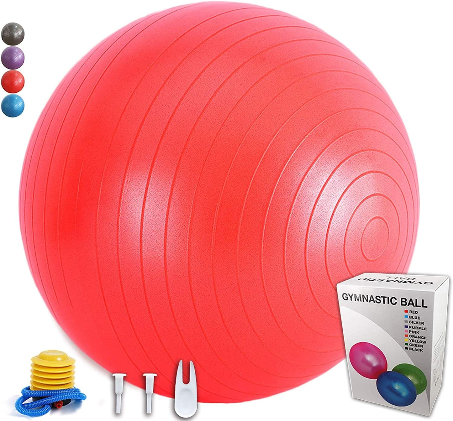 Exercise Ball (65Cm) Extra Thick Yoga Ball – Eco-Friendly Anti-Burst Heavy Duty Stability Ball Supports 2200Lbs, – Stability Ball for Home, Gym, Birthing Ball
