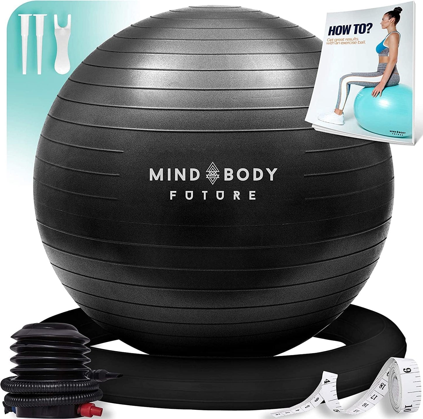Exercise Ball Chair (55Cm, 65Cm & 75Cm) - Yoga Ball & Stability Ring. for Pregnancy, Balance, Pilates or Birthing Therapy. Use at Office, Gym or Home. Anti-Burst and Anti-Slip Premium Grade