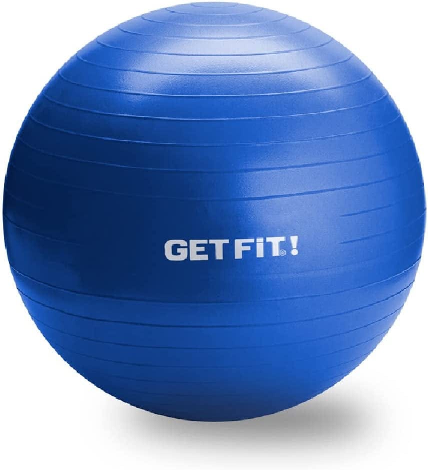 GET FIT! Anti-Burst and Anti-Slip Resistant Exercise Ball Yoga Ball Fitness Ball Birthing Ball Balance Ball Pregnancy Ball with Quick Pump, 2,000-Pound Capacity