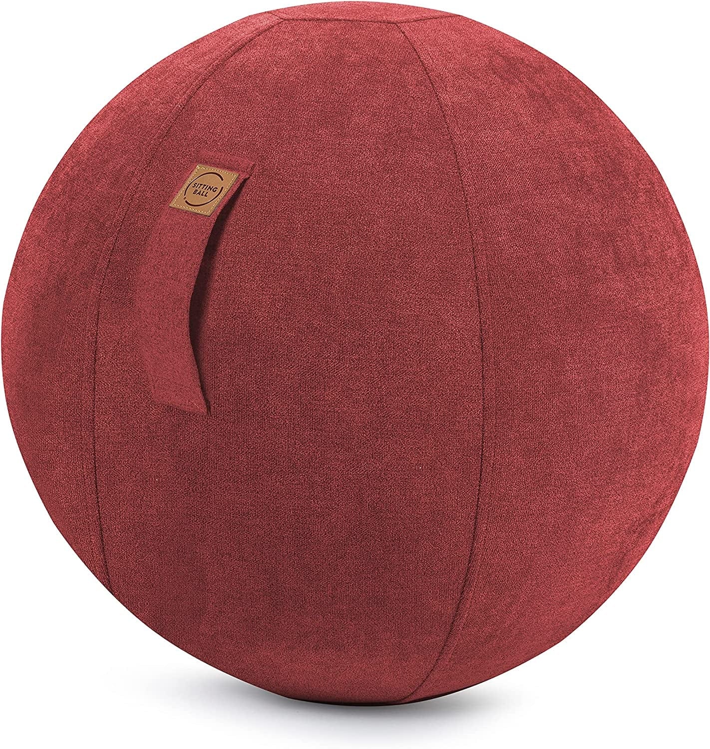 Gouchee Home Alfa Sitting Ball European Design Exercise Ball Chair for Offices, Home Pilates, Ergonomic Posture, Balance, Stability and Fitness Aesthetic Swiss Ball with Soft Cover and Handle. Red