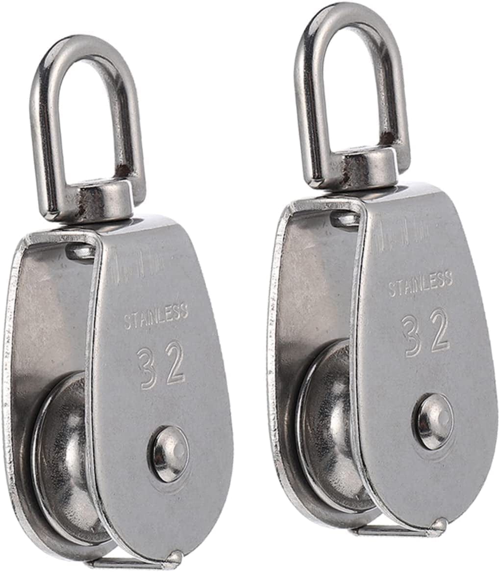 INOOMP 2Pcs Equipment Professional Wheel Swivel Weight System Back Gym Lifting Strength Block Workout Training for Trainer Part Triceps Traction Suspension Curl DIY Crane Fitness Forearm