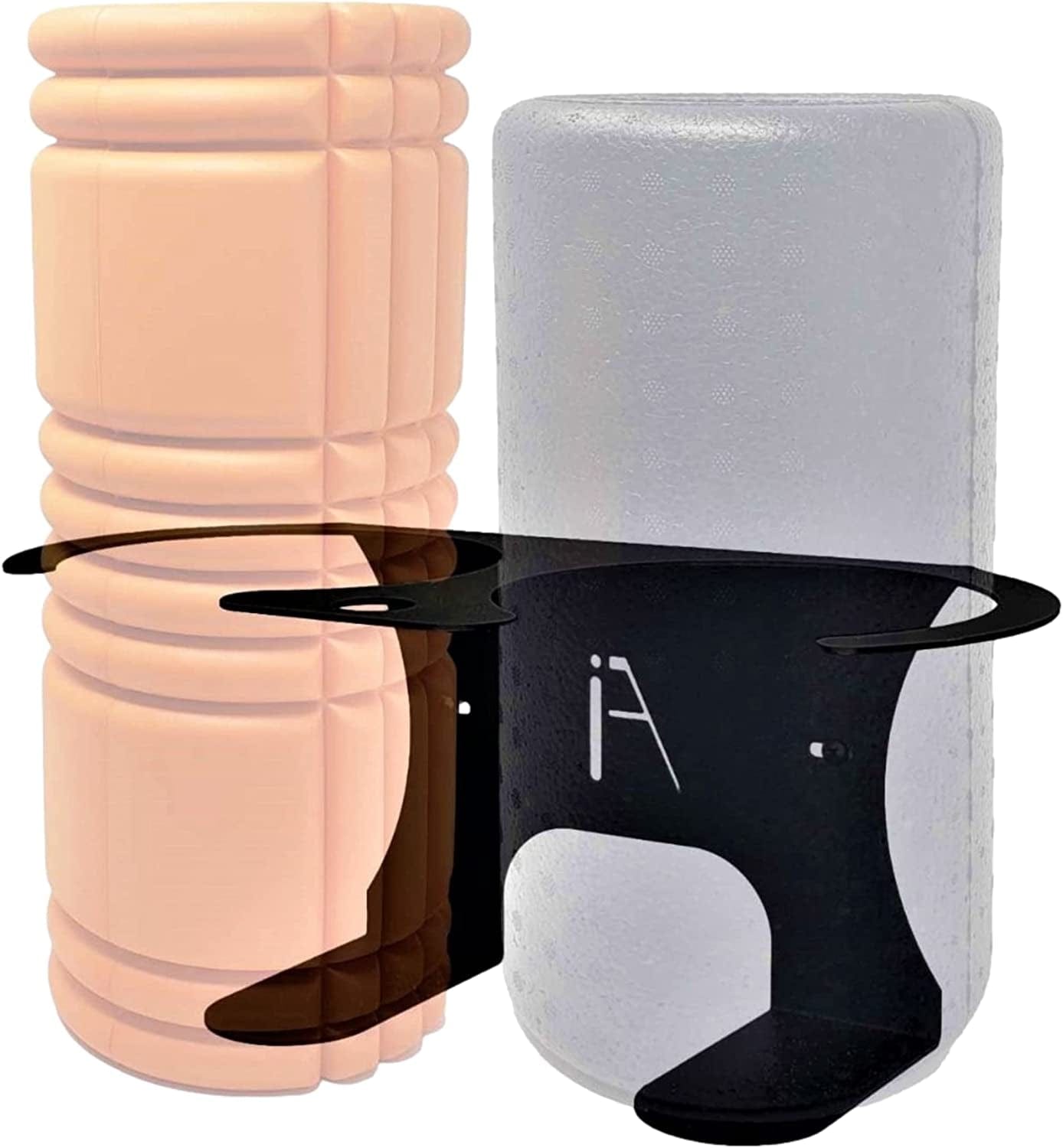 IRON AMERICAN - Multi-Use Foam Roller / Yoga Mat Rack - Gym Storage Foam Roller Rack Caddy / Yoga Mat Wall Mount Gym Rack - Store Any Size Foam Roller and All Yoga Mats Hardware Included