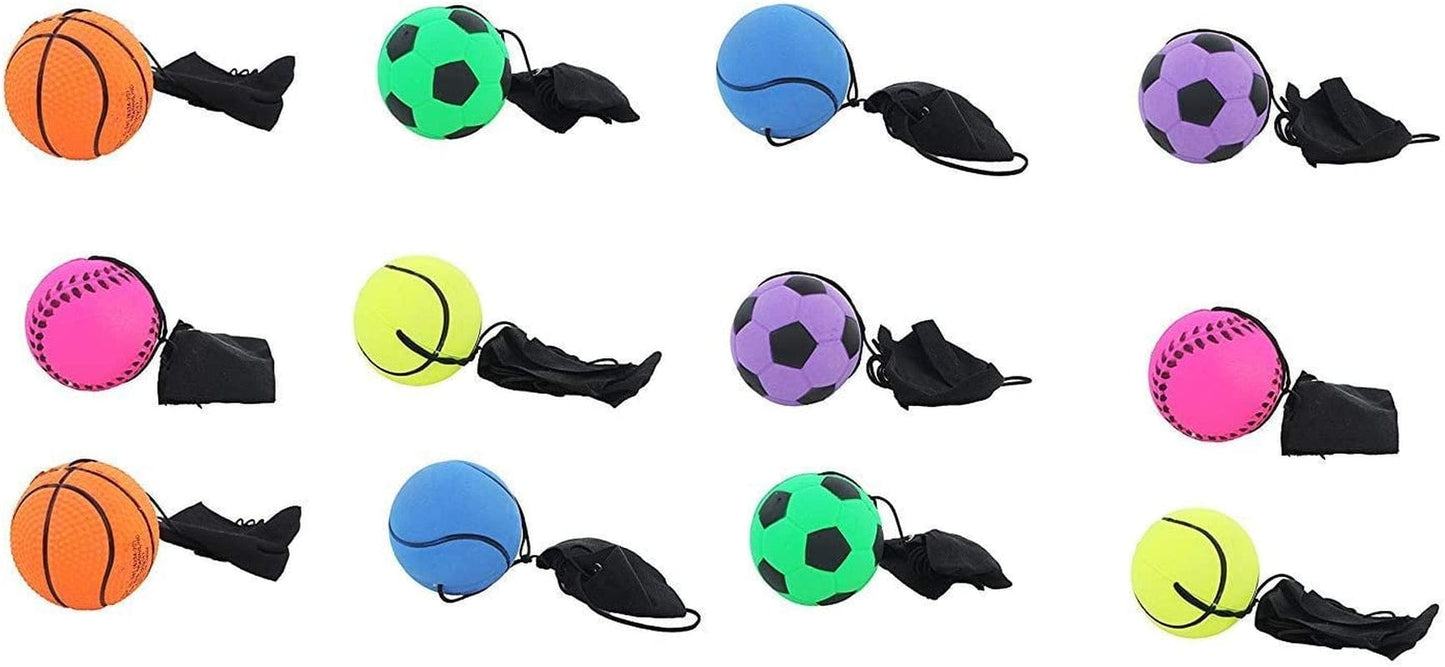 Itisyours 12 Pcs Return Rubber Sport Ball on Nylon String with Wrist Band for Exercise or Play