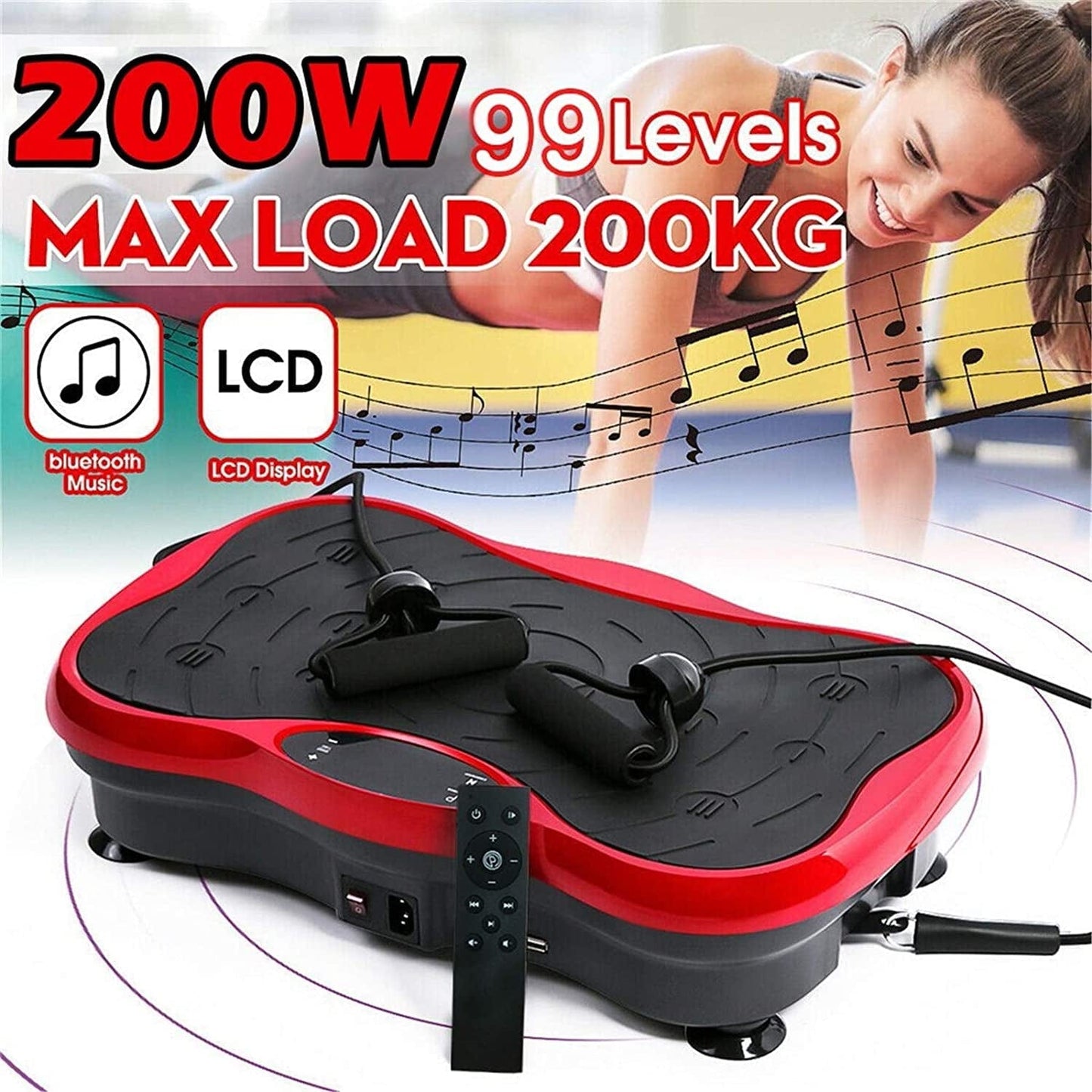 IYFAN Vibration Plate Exercise Machine Whole Body Workout Machine Vibration Fitness Platform Machine Home Training Equipment with Resistance Bands, Remote Control and Max Load 440Lbs