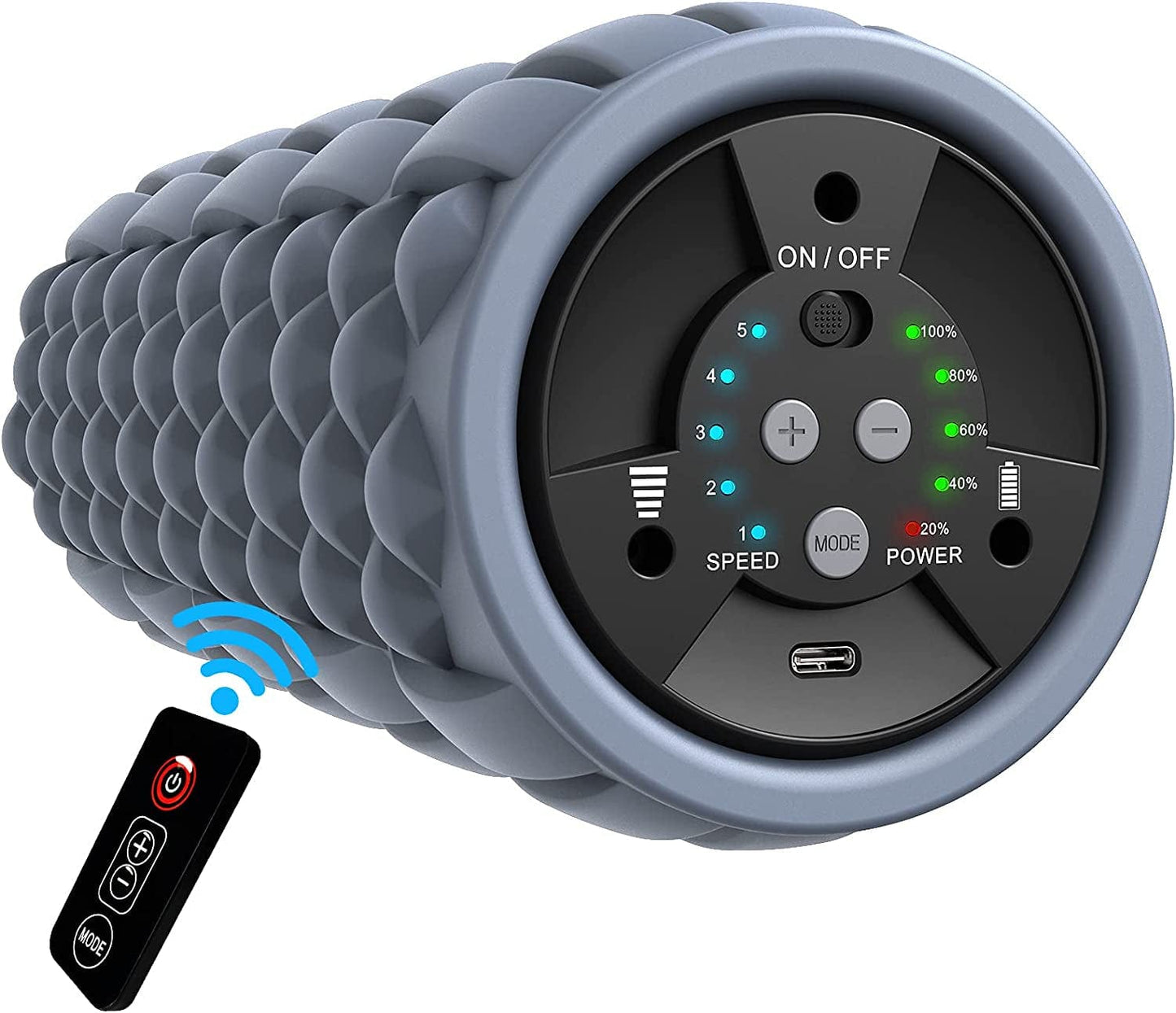 KINGFIT VF2 Vibrating Foam Roller 5 Speed Electric Remote Control Foam Roller Physical Deep Tissue Massage Exercise Recovery Muscle