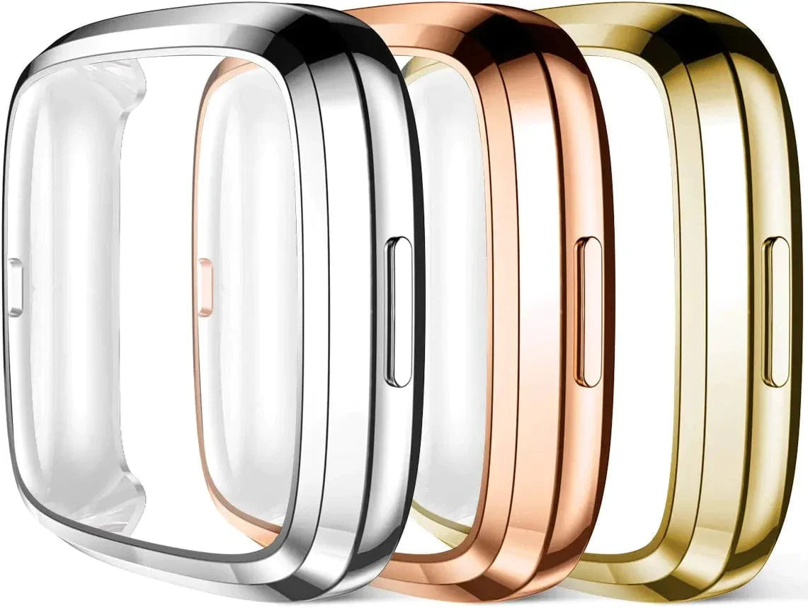 Maledan Ultra Thin Screen Protector Case Compatible with Fitbit Versa 2, 3 Pack TPU HD Full Protective Case Cover Scratch Resistant Shock Absorbing for Versa 2 Smartwatch Bands Accessories