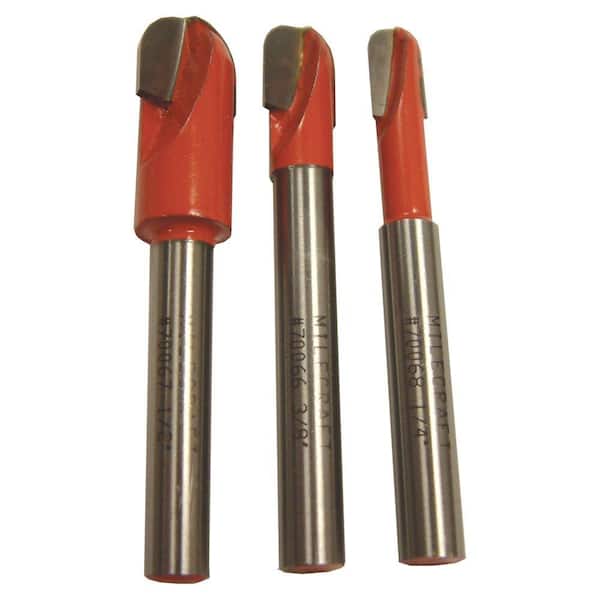 Router Bit Set 1/4 Inch Shank Straight 3-Piece Long-Reach Carbide-Tipped