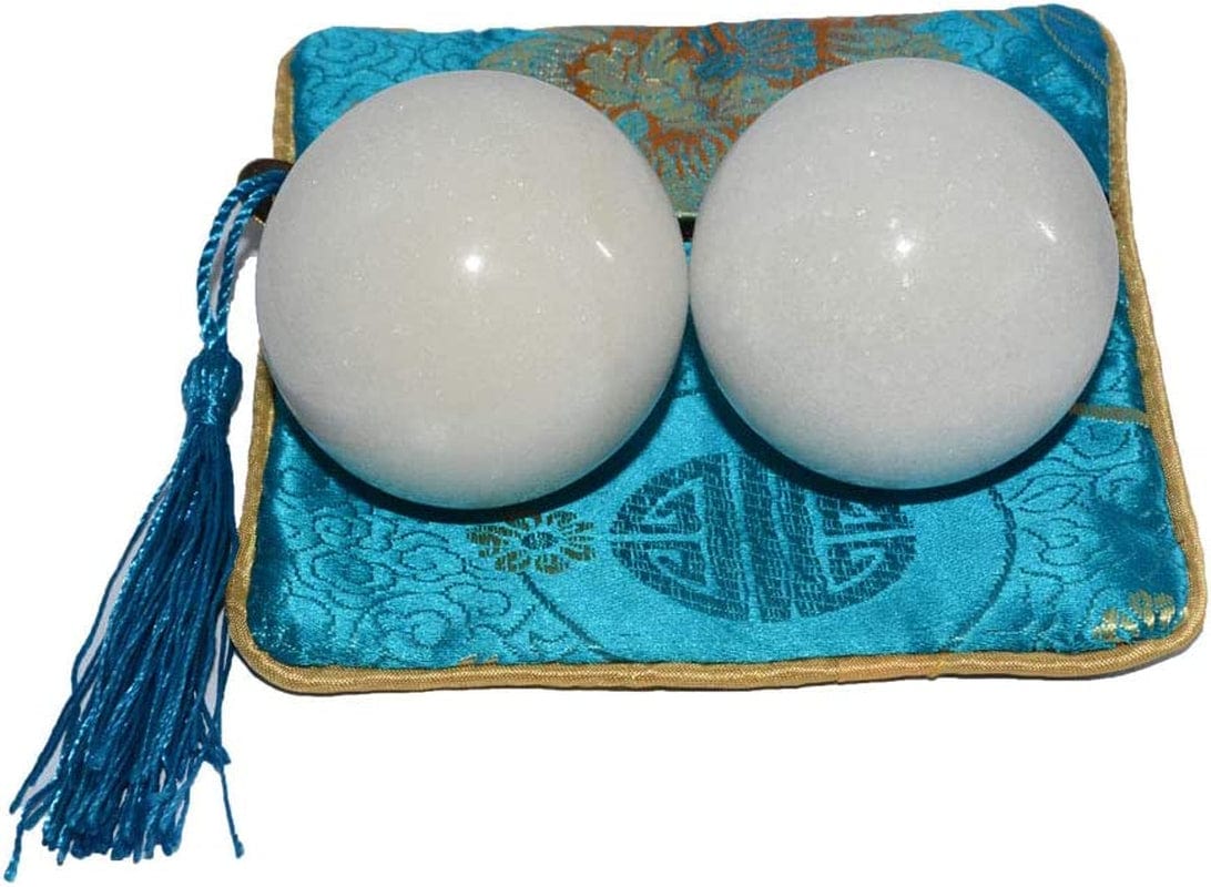 OHAYA 2'' Hand Balls Health Exercise Stress Balls White Marble Natural Stone Balls Gift