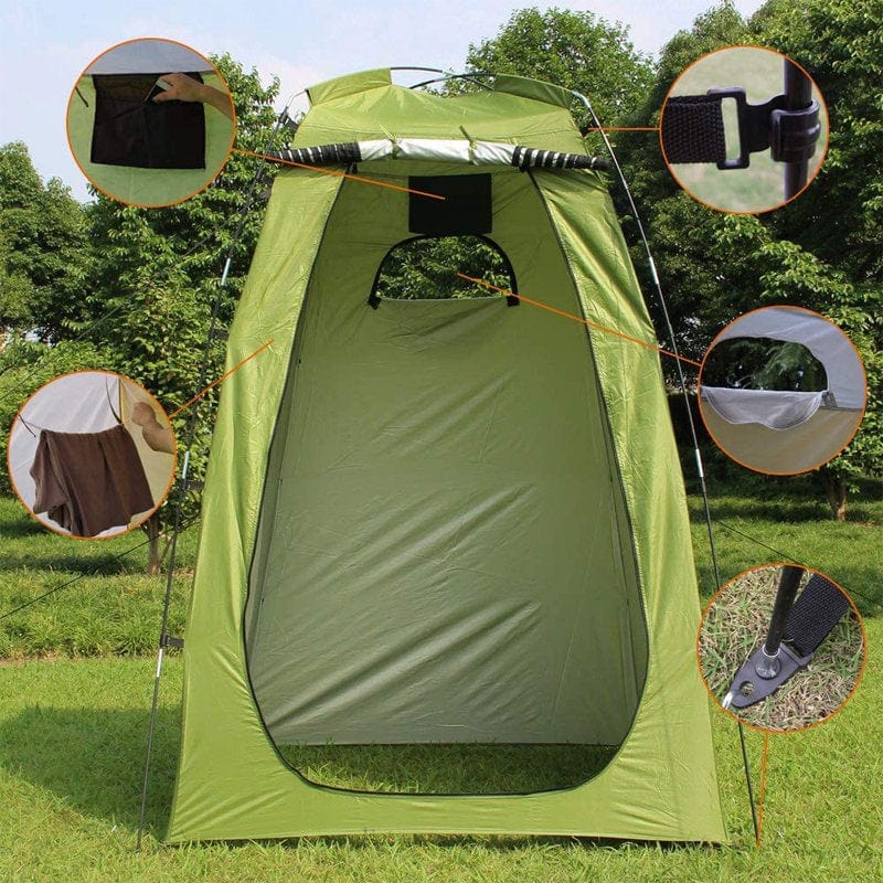 Portable Outdoor Shower Tent Camping Beach Toilet Changing Room + Mounting Stakes,47.24X47.24X70.87In