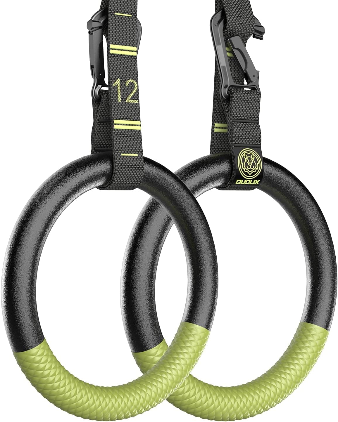 QUOLIX Gymnastic Rings with Adjustable Straps, Non-Slip Pull up Rings with Straps, 1300Lbs Exercise Rings with Straps for Home, Gymnastics Rings for Home Gym, Workout, Exercise, Training, Calisthenic
