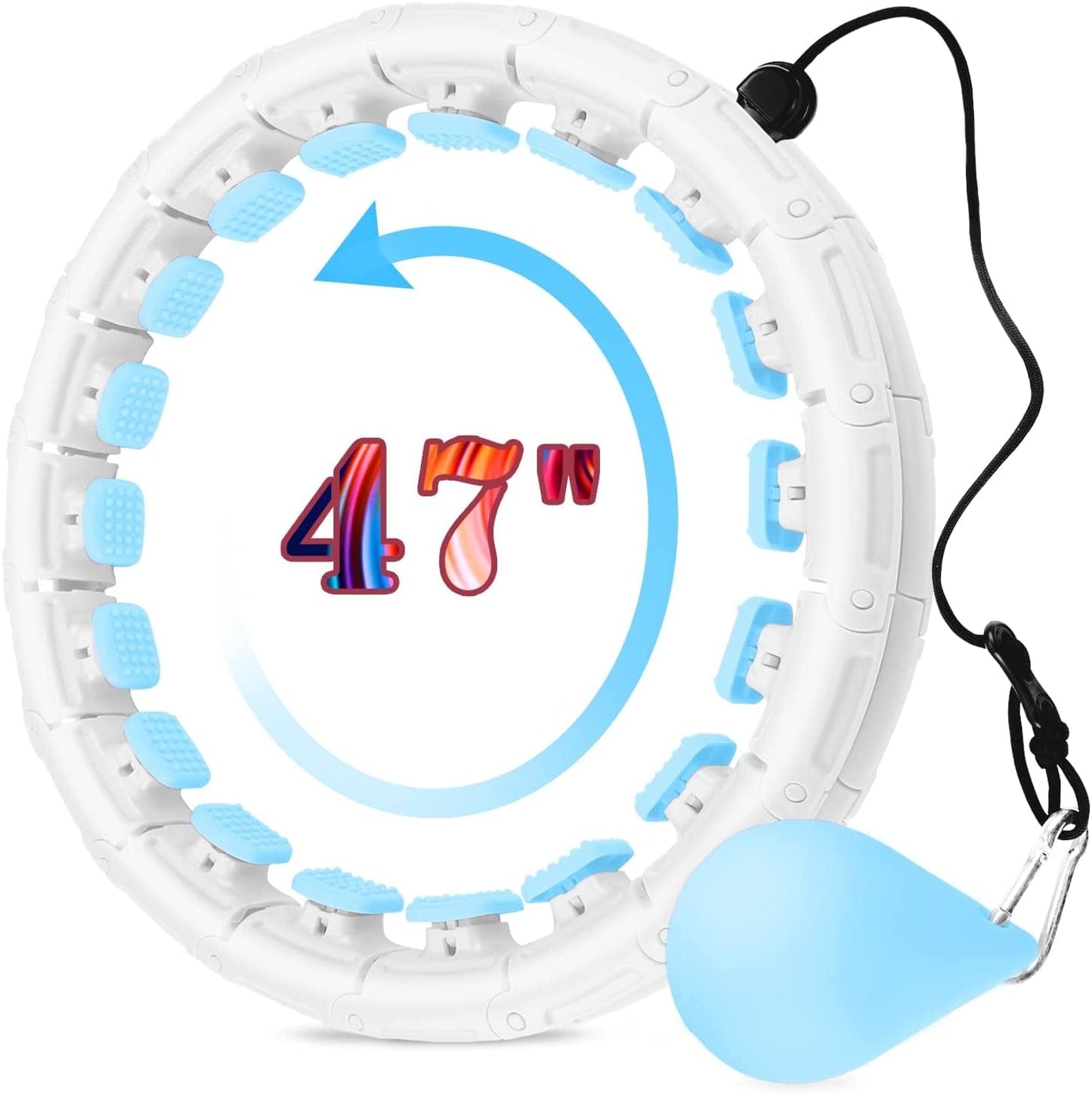 Smart Weighted Fit Hoop for Adults Weight Loss, 24 Adjustable Detachable Knots, Fitness Hoop plus Size, 2 in 1 Abdomen Fitness Massage Hoop for Adults and Beginners