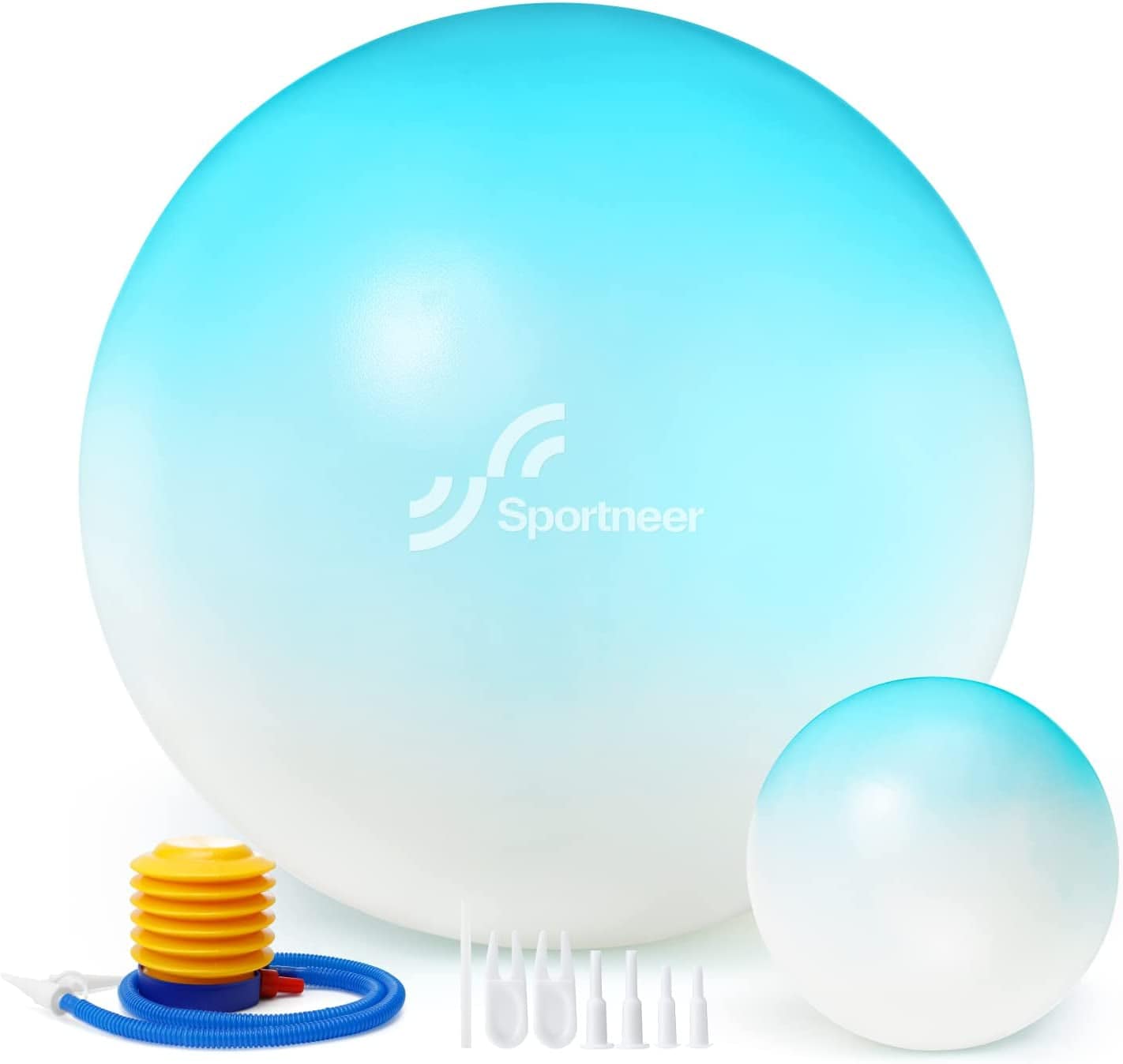 Sportneer Exercise Ball - Extra Thick Yoga Ball with Barre Ball and Quick Pump - Anti-Burst and Slip Resistant Fitness Ball Chair for Balance, Home Gym, Stability, Pregnancy and Physical Therapy